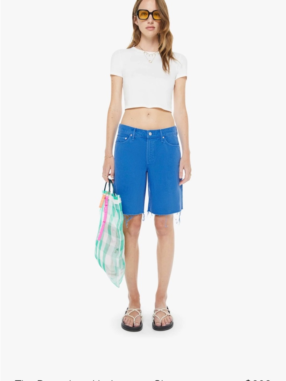 Mother Denim -Blue Mid-Length Denim Shorts